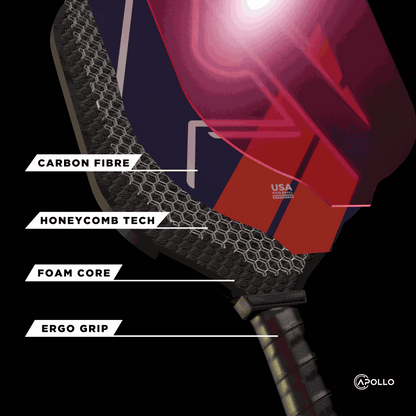 Edmonton Heritage Paddle with carbon fiber face, honeycomb core, foam core, and ergo grip for pro-level control and spin