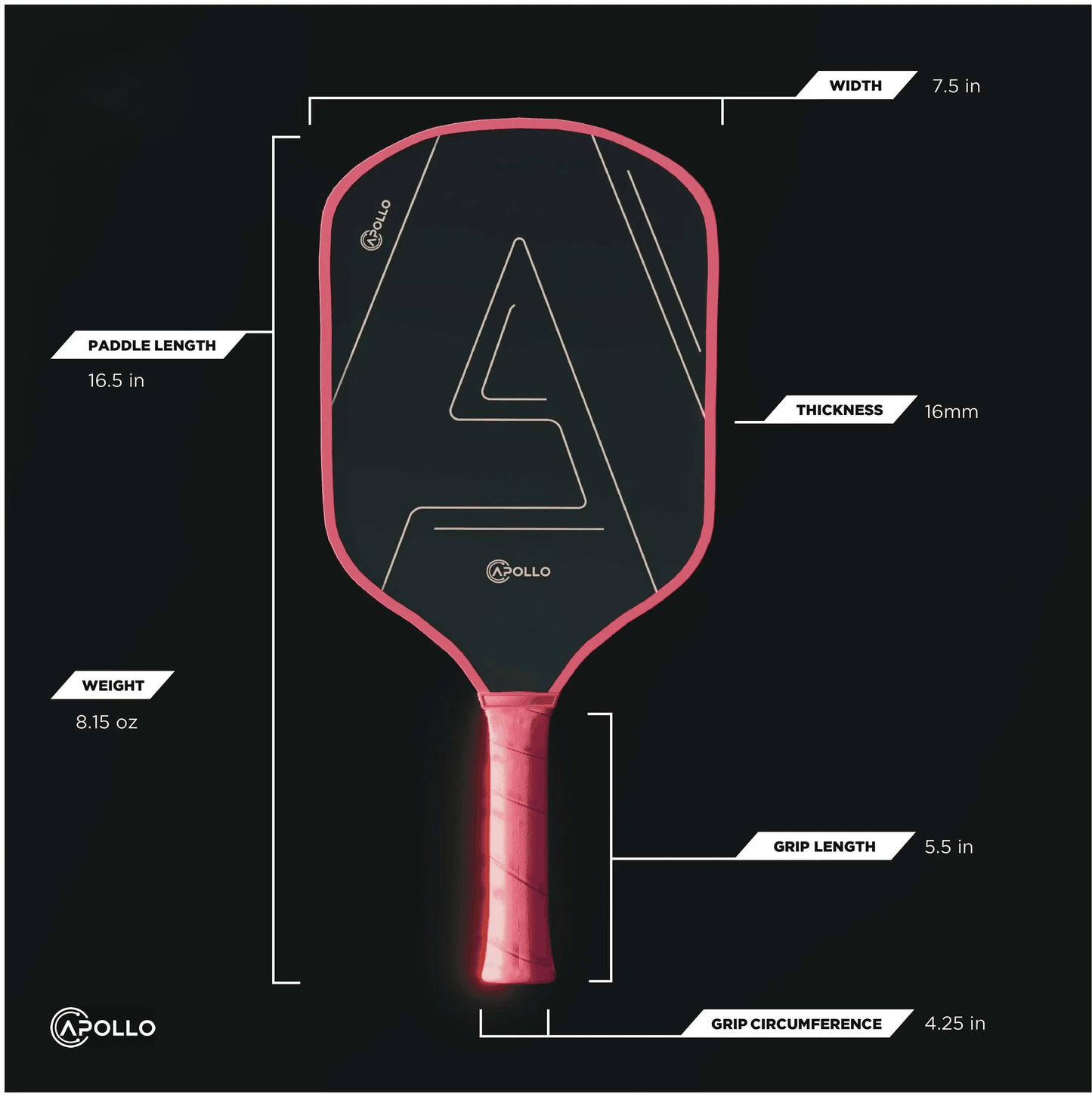 Apollo Venus lightweight T700 carbon fiber pickleball paddle with SpinTech surface coating and honeycomb core.