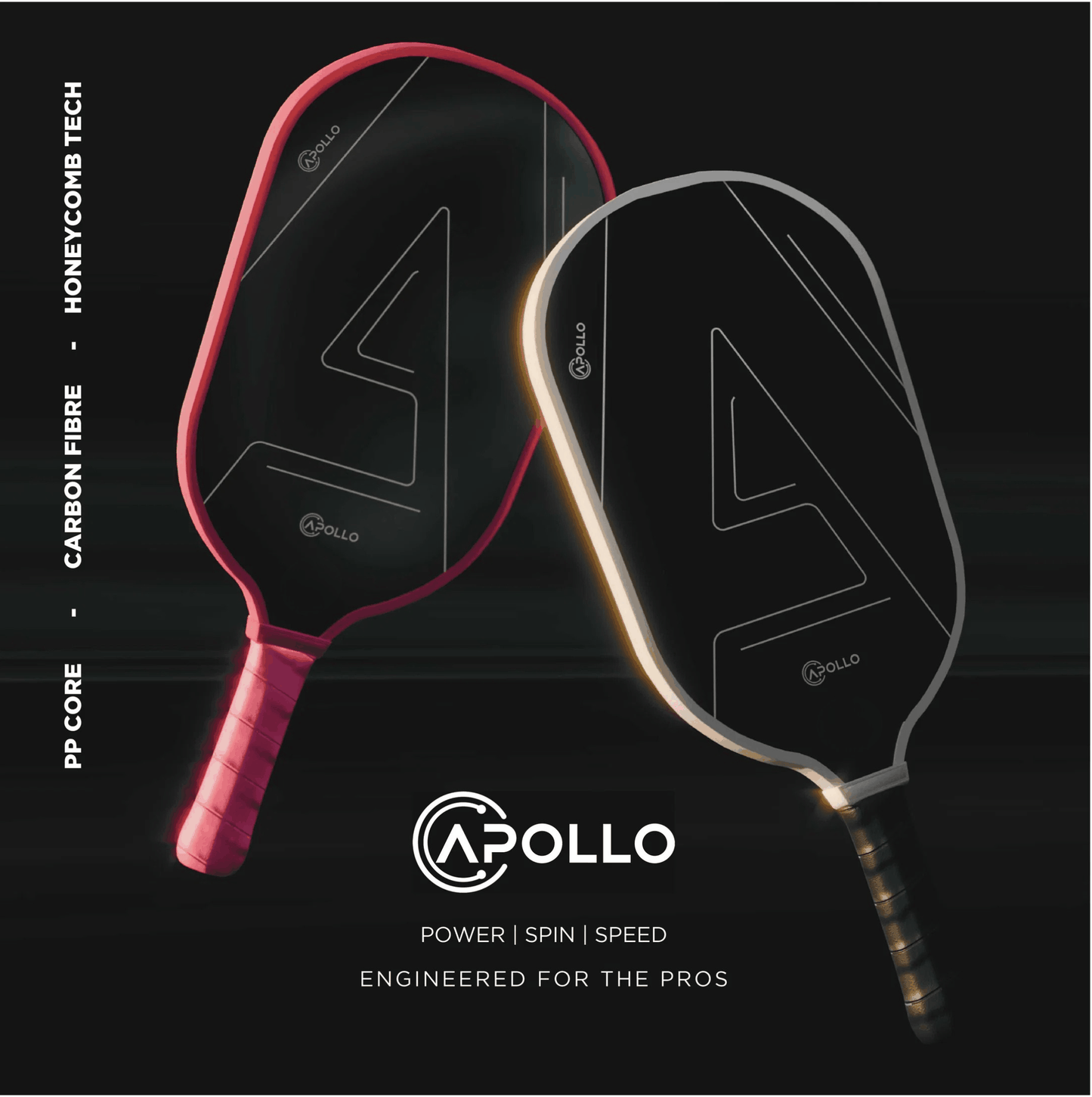Apollo Venus lightweight T700 carbon fiber pickleball paddle with SpinTech surface coating