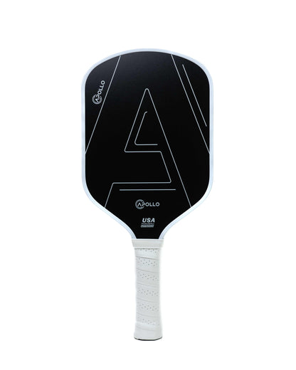 Apollo Helios 16mm pickleball paddle with T700 carbon fiber, honeycomb core, and comfort grip handle, approved for official play