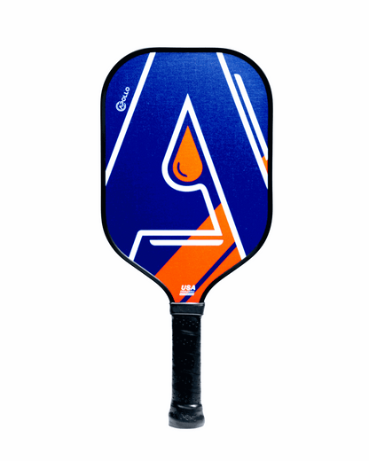 Limited edition Edmonton Heritage Paddle in blue and orange with T700 carbon fiber face and SpinTech coating for competitive play