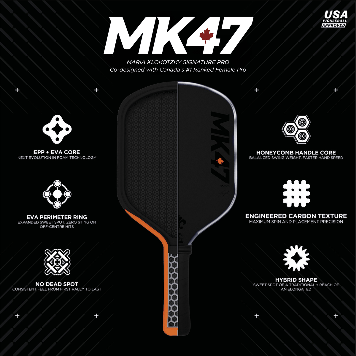 MK47 — Signature Pro Paddle for Advanced Pickleball Play in Canada