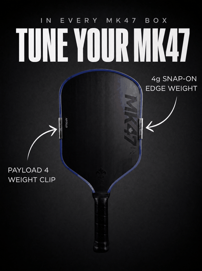 Apollo MK47 Signature Pro pickleball paddle with T700 carbon fiber and EPP + EVA foam core technology